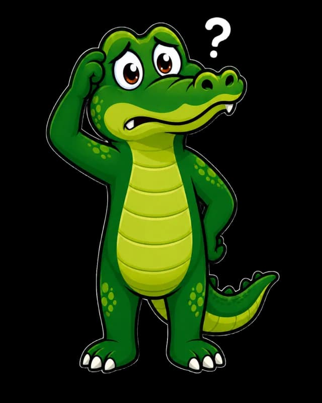 Confused CrocoDent mascot
